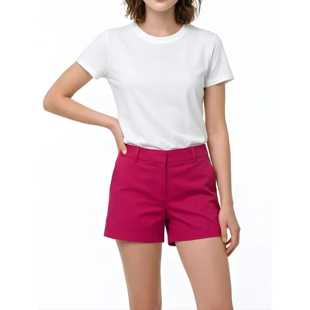 Stylus Bright Raspberry Twill Cotton Shorts Size 6 NWOT